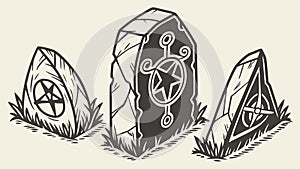 Ancient Runestones and Symbols Vector, vector design Generative AI