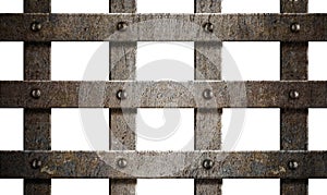 Ancient rusty grunge metal bars isolated