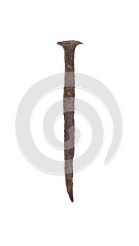 ancient rusty nail isolated on white