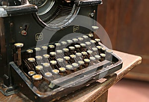 Ancient rusty typewriter used by typists than once