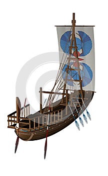 Ancient sailing boat - 3D render