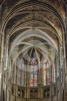 Ancient Saint Andre cathedral in Bordeaux historic center. Aquitaine, France