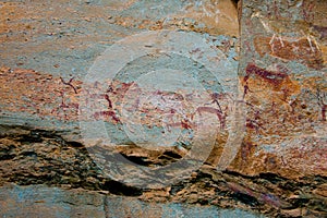 Ancient san rock paintings in drakensberg mountains