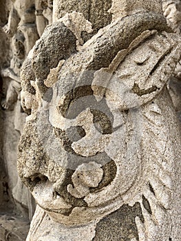 Ancient sandstone animals sculpture at kailasanathar temple in Kancheepuram, Tamil Nadu