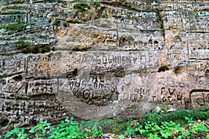 Ancient sandstone cliffs in the Gaujas National Park, Latvia