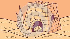 Ancient Sandstone Structure, Historical Architecture Vector Art Generative AI