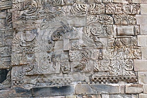 Ancient sanskrit prayers on the exterior of the Ashoka stupa