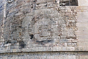 Ancient sanskrit prayers on the exterior of the Ashoka stupa