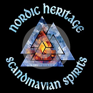 Ancient Scandinavian pagan symbol Valknut, polygonal style