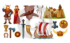 Ancient Scandinavian and viking culture icons