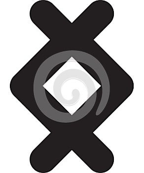 Ancient scandinavic rune ingwaz. Viking futhark alphabet. Flat black line icon. Graphic element. Vector illustration