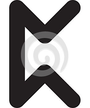 Ancient scandinavic rune pertho. Viking futhark alphabet. Flat black line icon. Graphic element. Vector illustration