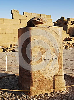 Ancient Scarab Statue in Temple Karnak, Egypt. Symbol of good luck