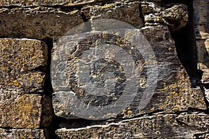 Ancient scripts on the stone in Shatili village in Upper Khevsureti, Georgia