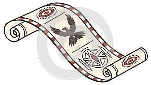 Ancient Scroll with Bird and Pattern Vector, vector design Generative AI