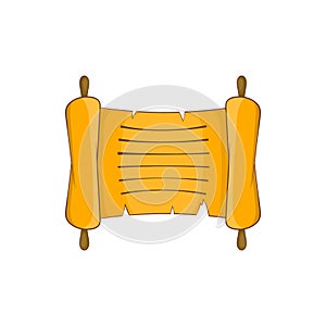 Ancient scroll icon in cartoon style