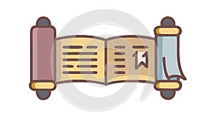 Ancient Scroll Icon, Historical Document Wisdom Symbol, vector design Generative AI