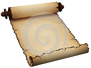 Ancient scroll isolated on white background