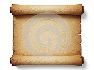 Ancient scroll isolated on white background