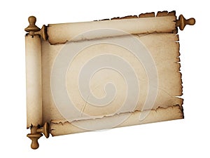 Ancient scroll isolated on white background