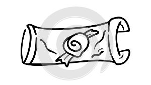 Ancient Scroll Map, Treasure Hunt and Discovery Icon, vector design Generative AI