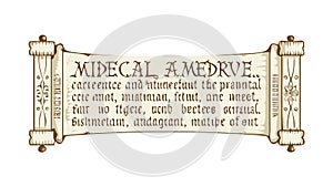 Ancient Scroll with Text: Historical Document and Wisdom Emblem, vector design Generative AI