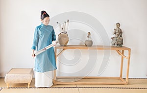 Ancient scrolls-The artistic conception of Zen tea photo