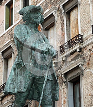Ancient sculpture of CARLO GOLDONI an italian writer