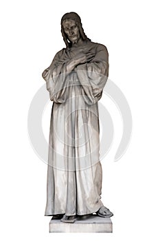 Ancient Sculpture of Jesus Christ, isolate on a white background