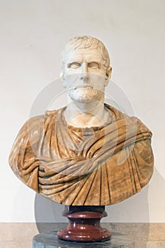 Ancient sculpture of a senator in the baths of Diocletian