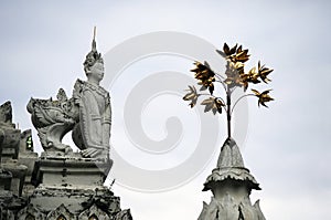 Ancient sculpture in temple , Chiangmai Thaialand.