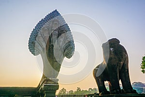 Ancient sculptures in the temple Angkor Wat. Cambodia