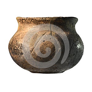 ancient Scythian clay pot on a white background