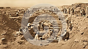 Ancient Secrets Unveiled: Sepia Elegance of Egyptian Excavation Discovery