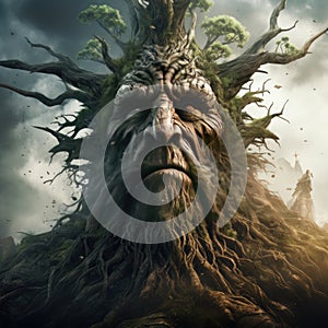 An ancient sentient tree with a face