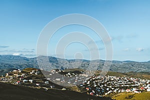 An ancient settlement high in the mountains of Dagestan. City in the Highlands photo