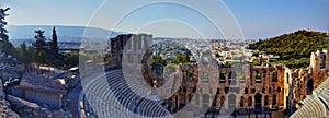 Ancient Shadow and Light: Panorama of ruins in Athens, Greece