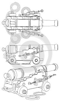 Ancient Ship Artillery Gun Vector