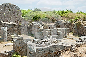 Ancient Side. Wall. Landmark. Turkey. Ruins of the ancient city