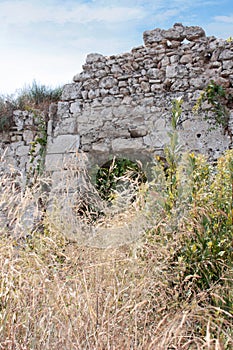 Ancient Side. Wall. Landmark. Turkey. Ruins of the ancient city