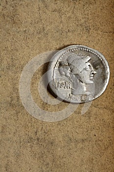 Ancient silver denauius coin