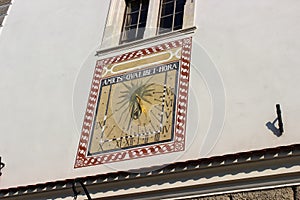 An ancient solar clock on the wall