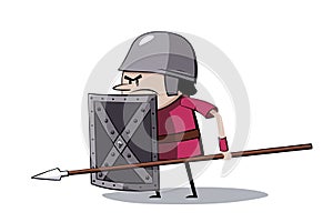 Ancient soldier with a spear and shield