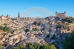 Ancient spanish city Toledo in sunrise light