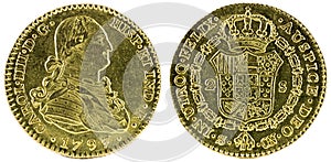 Ancient Spanish gold coin of King Carlos IV