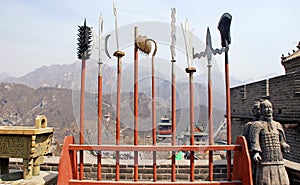 Ancient spears and soldiers on Great Wall(China)