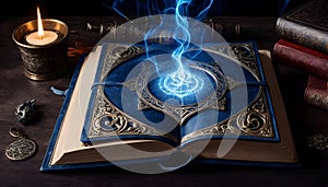 Ancient Spellbook with Illuminated Pages