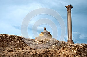Ancient sphinx on the hill,