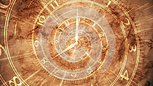 Ancient spiral clock on brown pergament photo