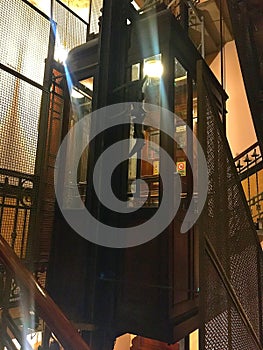 Ancient and splendid lift inside a palace in Turin city, Italy